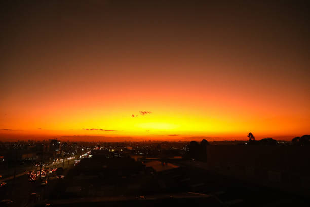 istock Sunset with a very orange sky 1401402538