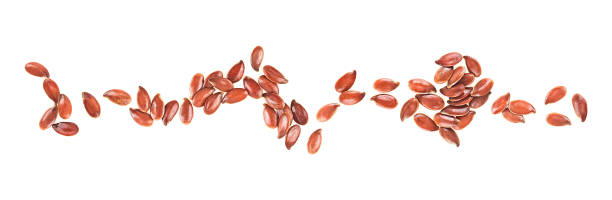 istock Brown flax seeds isolated on a white background, top view. 1401403795