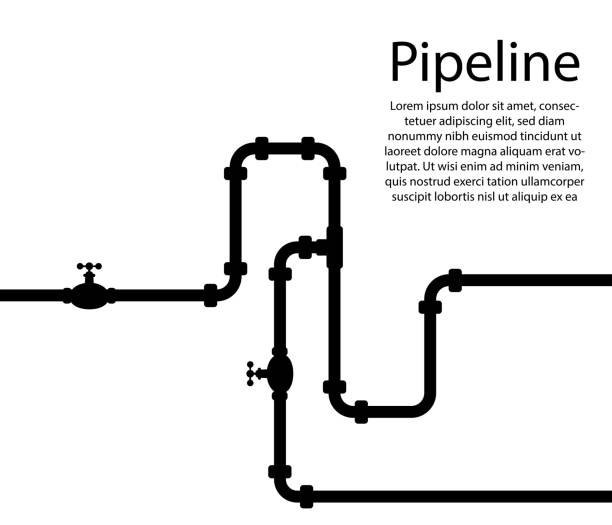 ilustraciones, imágenes clip art, dibujos animados e iconos de stock de tuberías de agua y petróleo y gas. tecnología de ilustración. fontanería de tuberías y alcantarillado. tuberías de tecnología de construcción. vector - water valve oil gas