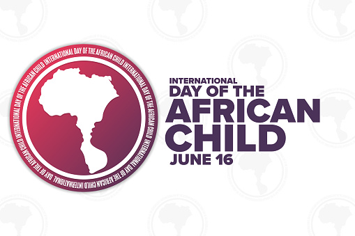 International Day of the African Child. June 16. Holiday concept. Template for background, banner, card, poster with text inscription. Vector EPS10 illustration
