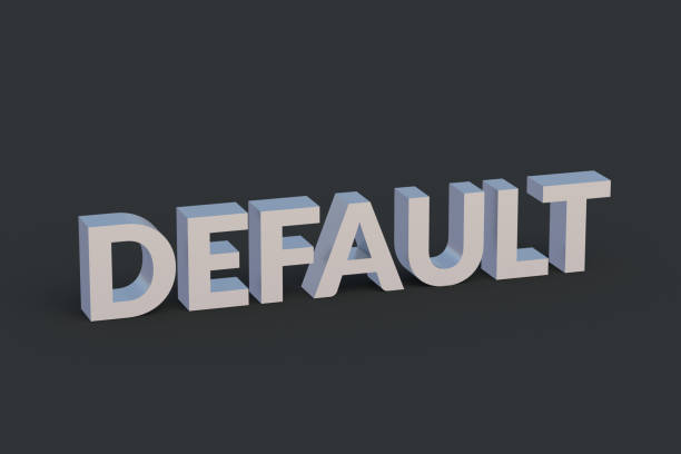 istock Metallic word default on black background. Financial crisis. Default on debt obligations. Bankruptcy of the banking sector. Economic problem. Inflation, devaluation. 3d render 1401411802