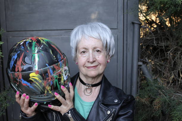 istock Female motorcyclist with cool look 1401413887