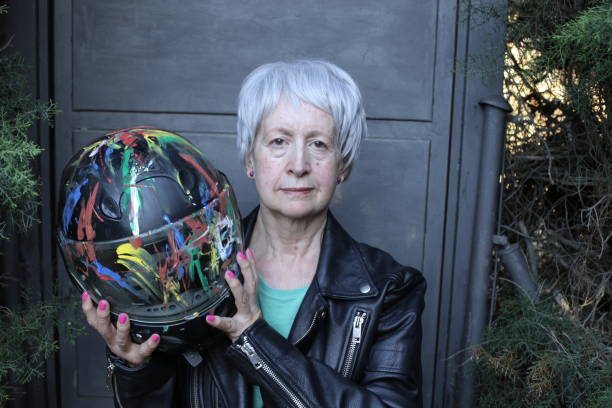 istock Female motorcyclist with cool look 1401413893