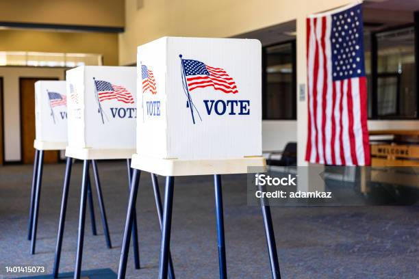 Empty Voting Booths On Election Day Stock Photo - Download Image Now - Midterm Election, Election, Abortion
