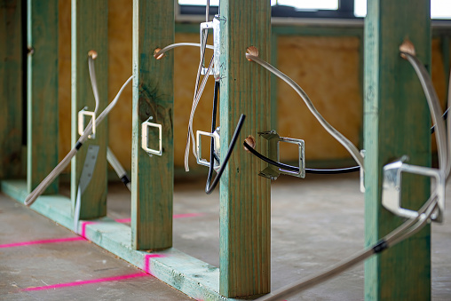 Frame House Framenet Wire Residential House Frame Stock Photo - Download Image Now - Electricity ...