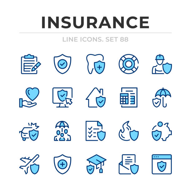 Insurance vector line icons set. Thin line design. Modern outline graphic elements, simple stroke symbols. Insurance icons Insurance vector line icons set. Thin line design. Modern outline graphic elements, simple stroke symbols. Insurance icons life insurance stock illustrations
