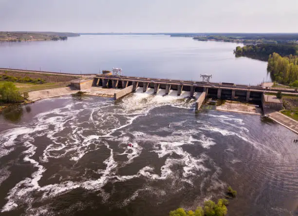 Photo of Landscape with concrete dam on river