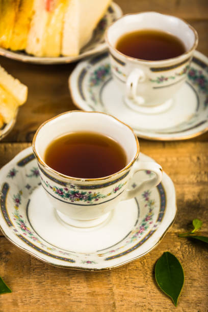 istock Tea composition, tea set, picture style vintage 1401426171