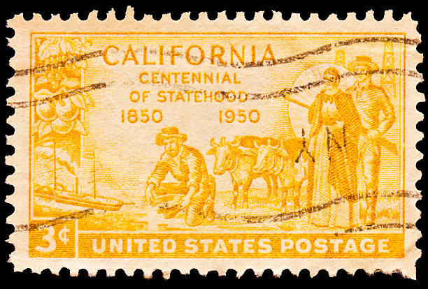 istock Gold Miner, Oxen and Pioneers Postal Issue 140142674