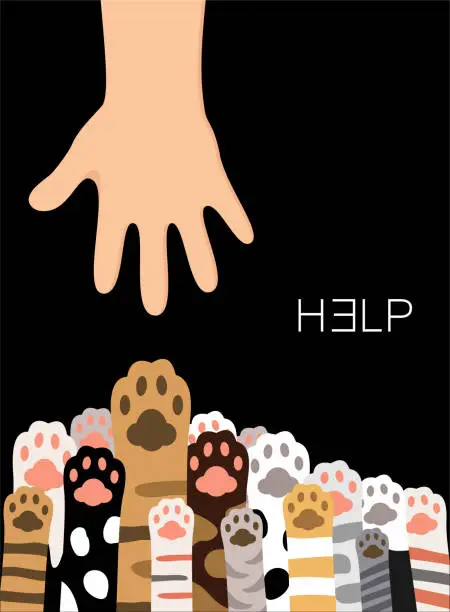 Vector illustration of Extend a Helping Hand to Animals