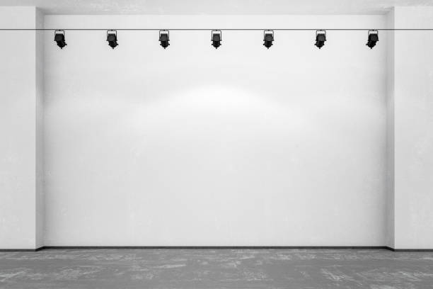 Empty art gallery wall Empty art gallery wall. This is entirely 3D generated image. art museum stock pictures, royalty-free photos & images
