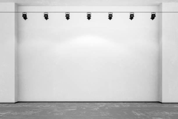 empty art gallery wall - wall plaster indoors blank imagens e fotografias de stock