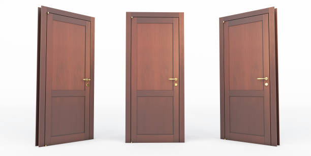 istock set of Realistic wooden doors isolated on white background, 1401431558