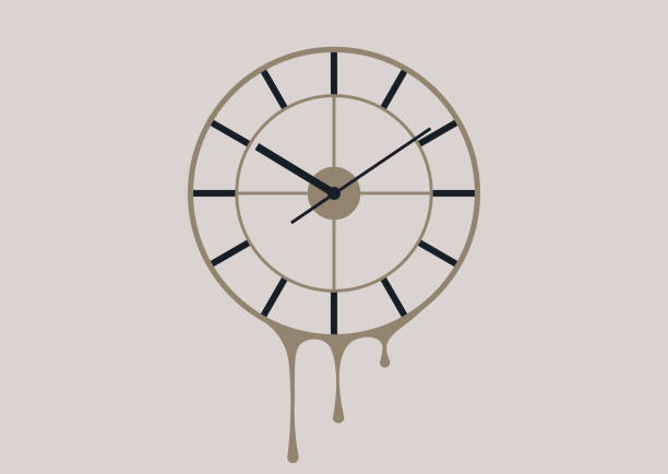 ilustraciones, imágenes clip art, dibujos animados e iconos de stock de tiempo de fusión, reloj de pared vintage con elementos ornamentados - time flies