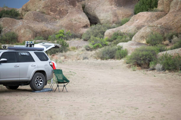 istock Camping near giant rocks while overlanding 1401441048