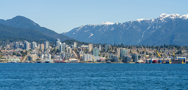 North Vancouver coast skyline cityscape. British Columbia, Canada.