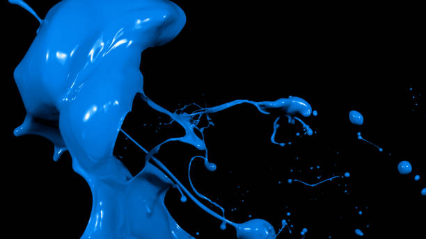 istock Blue liquid splashes, swirl and waves with scatter drops 1401448343