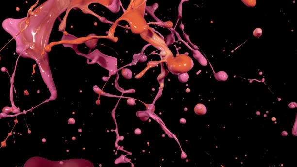 istock Mix pink orange liquid splashes, swirl and waves with scatter drops 1401449183