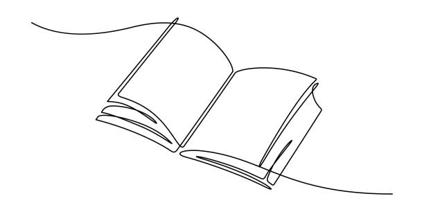 ilustrações de stock, clip art, desenhos animados e ícones de continuos line drawing of book opening vector illustration - life teaching lifestyles ideas