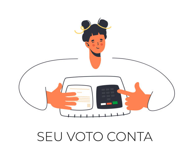 ilustrações, clipart, desenhos animados e ícones de máquina de votação brasileira. - urna eletrônica