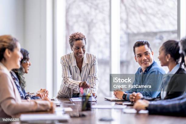 Brainstorming In A Business Meeting Stock Photo - Download Image Now - Leadership, Meeting, Employee