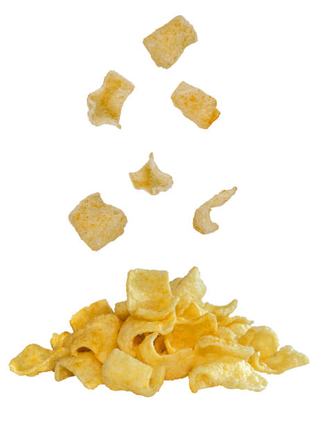 istock Chips, corn puffs, snacks on a plate, isolated on a white background. 1401466012