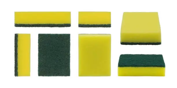 Set dishwashing cleaning sponges isolated on white background.[Clipping path]