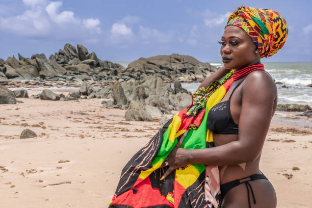 istock Dancing Ghana woman on the beautiful beach 1401469266