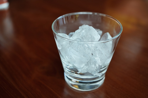 Close-up Ice in Glass of water