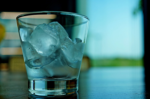 Close-up Ice in Glass of water