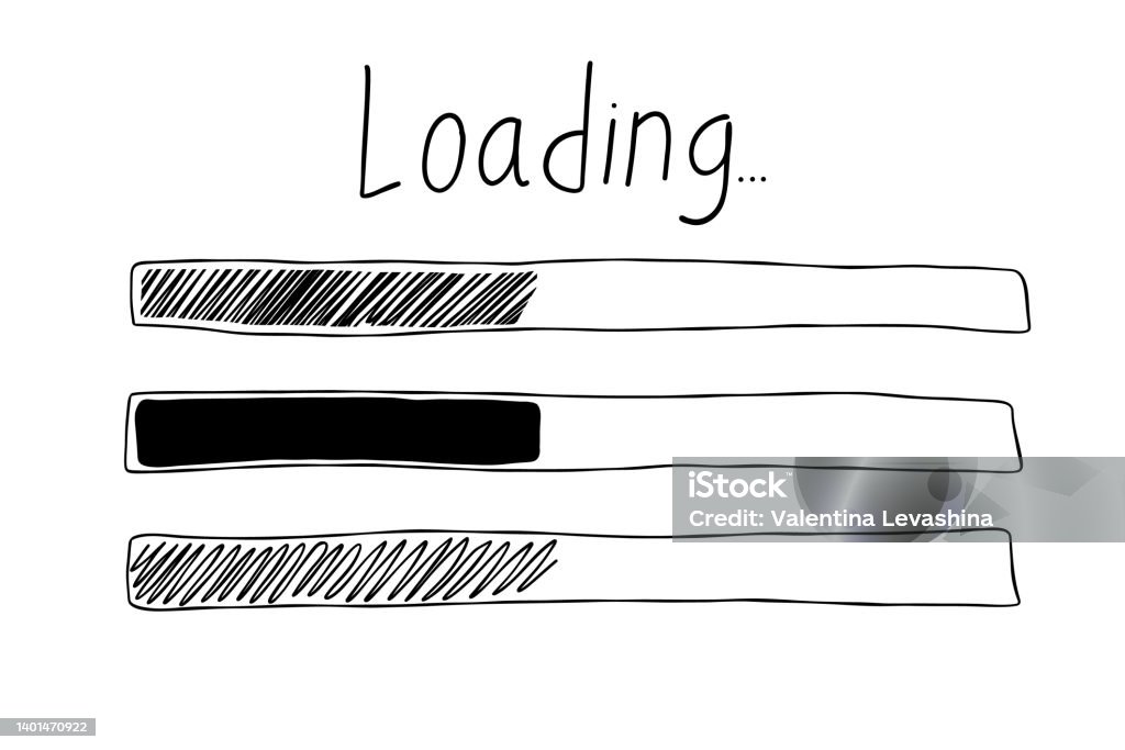 Loading Bar In Sketch Style Hand Drawn Loading Process Doodle Loading ...