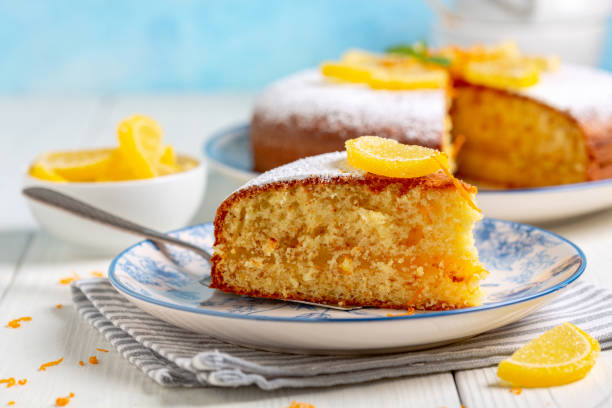istock Piece of homemade orange cake. 1401472122