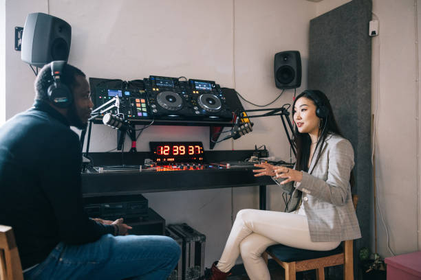 istock Recording a radio talk show in studio 1401474055