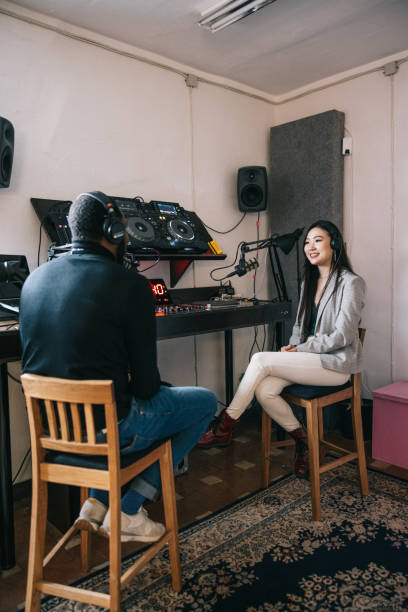 istock Recording a radio talk show in studio 1401474056