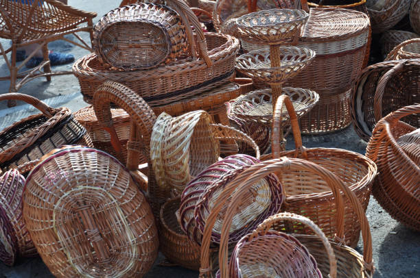 istock Wicker products made of willow. 1401476480