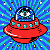 istock A cute boy astronaut is piloting an Unlimited Power Spaceship or UFO into the metaverse 1401477135
