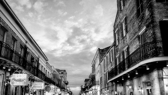 Mardi Gras in Bourbon street, French Quarter, New Orleans, Louisiana.