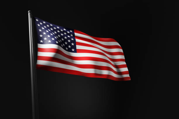 The flag of the USA in dark low-key background
