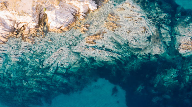 istock Aerial view of turquoise water's edge 1401478751