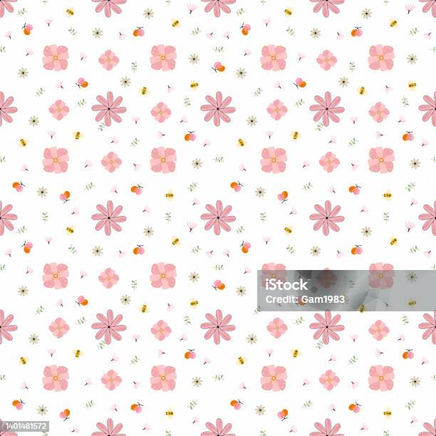 Color Pattern Cloth Small Flower Small Flower Pattern With Bee Design For Fashion Fabric Wallpaper And ...