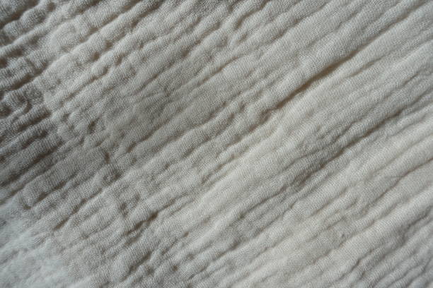 istock Swatch of simple white cotton muslin fabric 1401483105