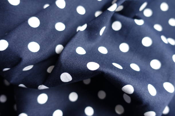 istock Crumpled dark blue and white cotton fabric with polka dot pattern 1401484139