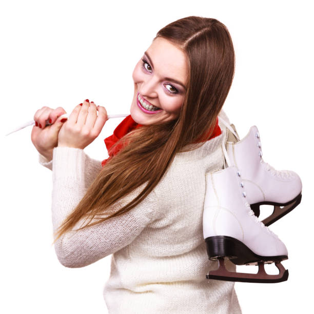 istock Attractive girl with ice skates. 1401484482