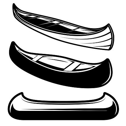 Set of illustration of kayak, canoe, boats. Design element for poster, card, banner, sign. Vector illustration