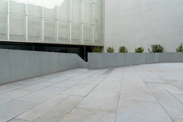 istock empty ground floor in front of modern architecture exterior. 1401489293