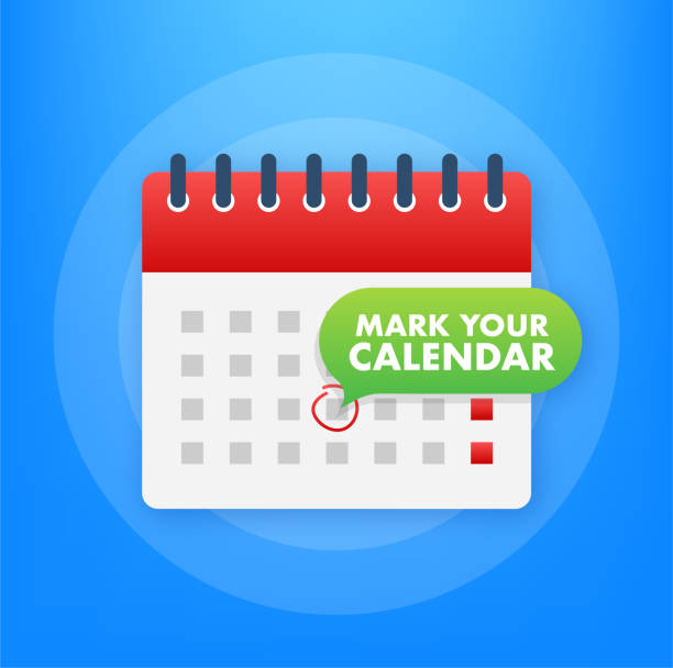 Mark your calendar for landing page design. Calendar reminder. Check mark icon vector art illustration