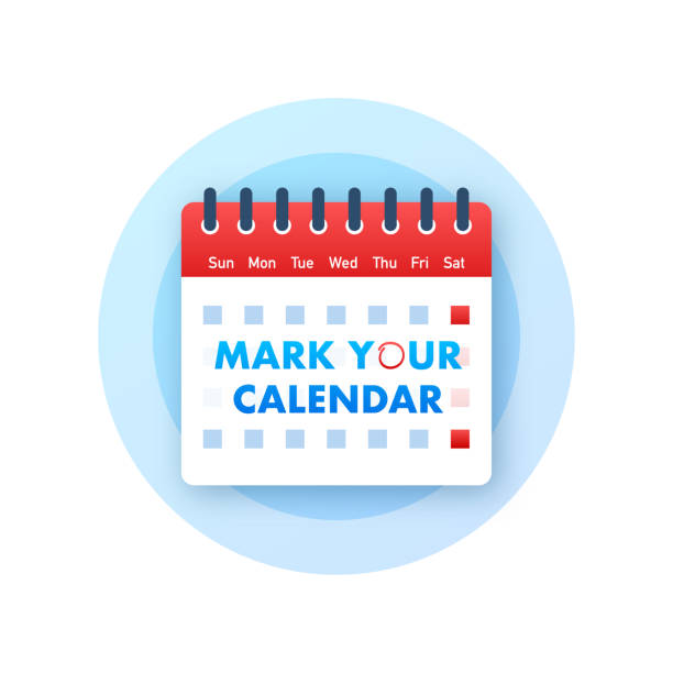 ilustraciones, imágenes clip art, dibujos animados e iconos de stock de marque su calendario para el diseño de la página de destino. recordatorio de calendario. icono de marca de verificación - scar