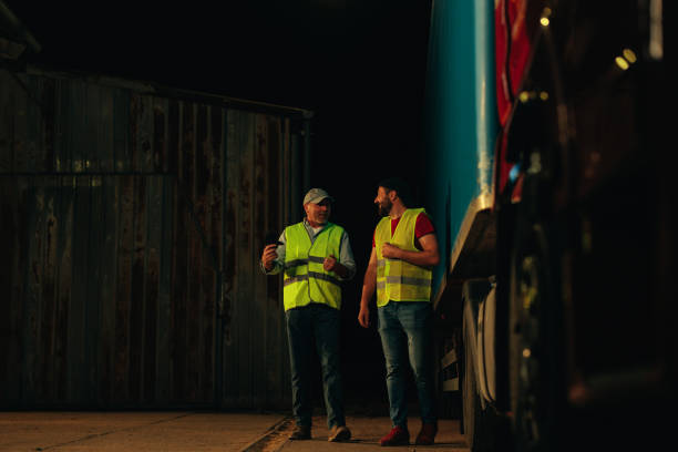istock Truckers talking about trucking experience 1401494058