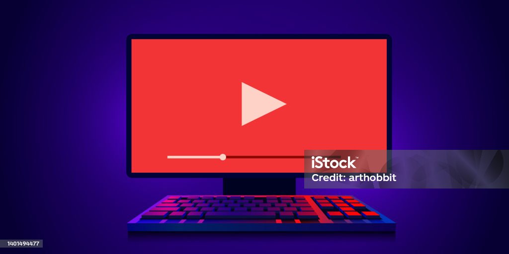 Video Playing On Computer Screen Video Player On Computer Screen Multimedia Concepts Modern Futuristic ...