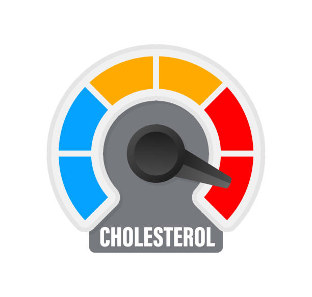 콜레스테롤 수치가있는 만화 아이콘. 일러스트 레이 션 벡터 그래픽.. - cholesterol free stock illustrations